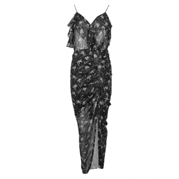 Veronica Beard Black and White Floral Maxi Dress - Picture 4 of 11